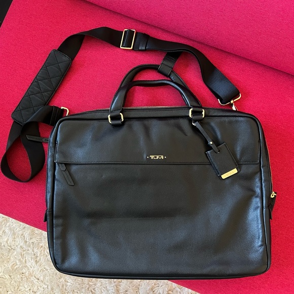 Tumi Bags Tumi Soft Black Leather Laptop Briefcase Business
